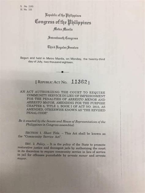 arresto mayor|Republic Act No. 11362 .